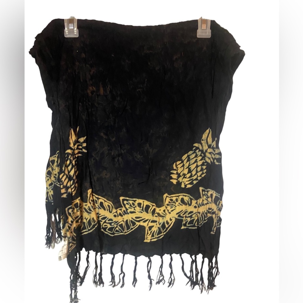 Young fashion yf black cream Baltik fringe shawl wrap scarf tiedye